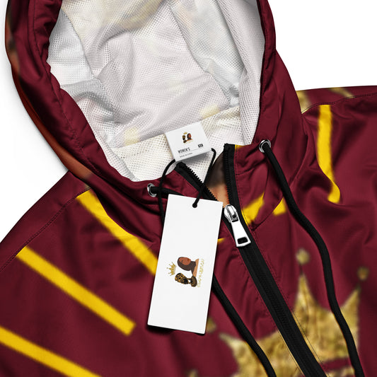DamQueen Regal Rebel Burgundy Gold Women’s Cropped Windbreaker
