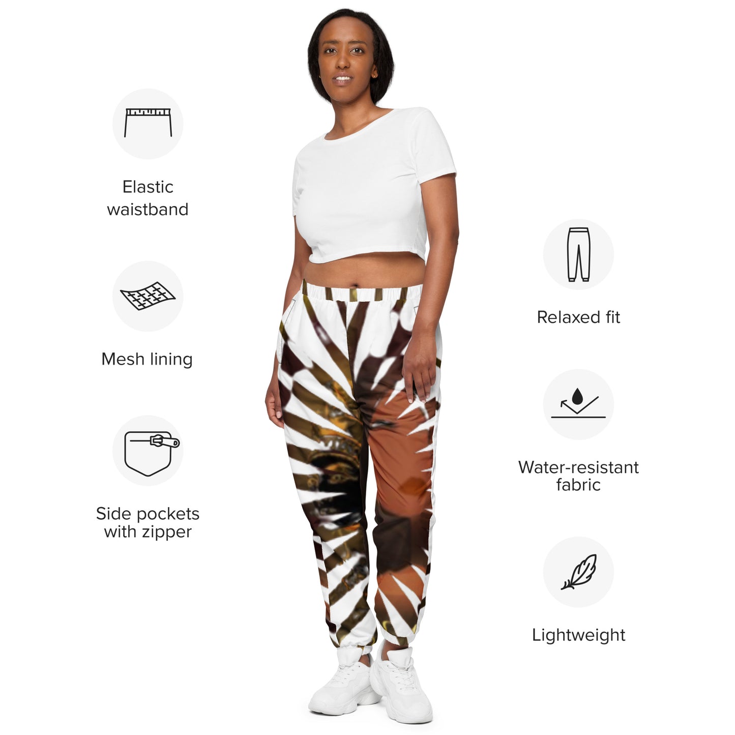 DamQueen Regal Charm White Gold Women’s Track Pants