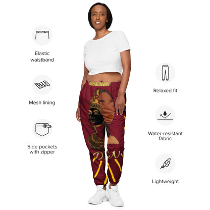 DamQueen Regal Rebel Burgundy Gold Women’s Track Pants