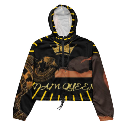 DamQueen Majestic Royalty Black Gold Women’s Cropped Windbreaker