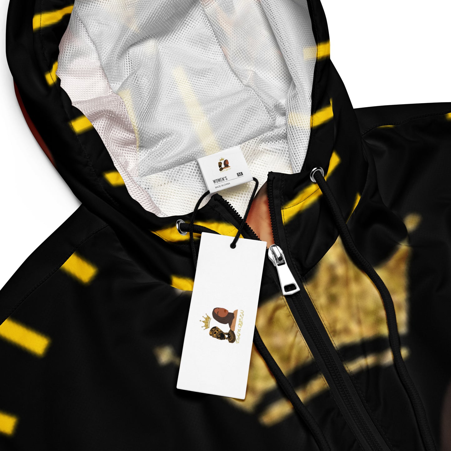 DamQueen Majestic Royalty Black Gold Women’s Cropped Windbreaker