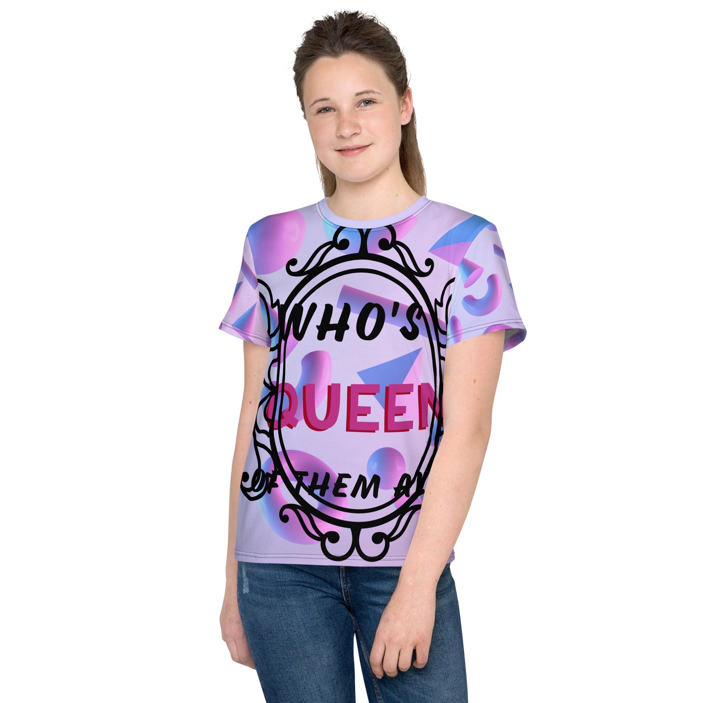 DamQueen Who's Queen of Them All Youth Crew Neck T-Shirt