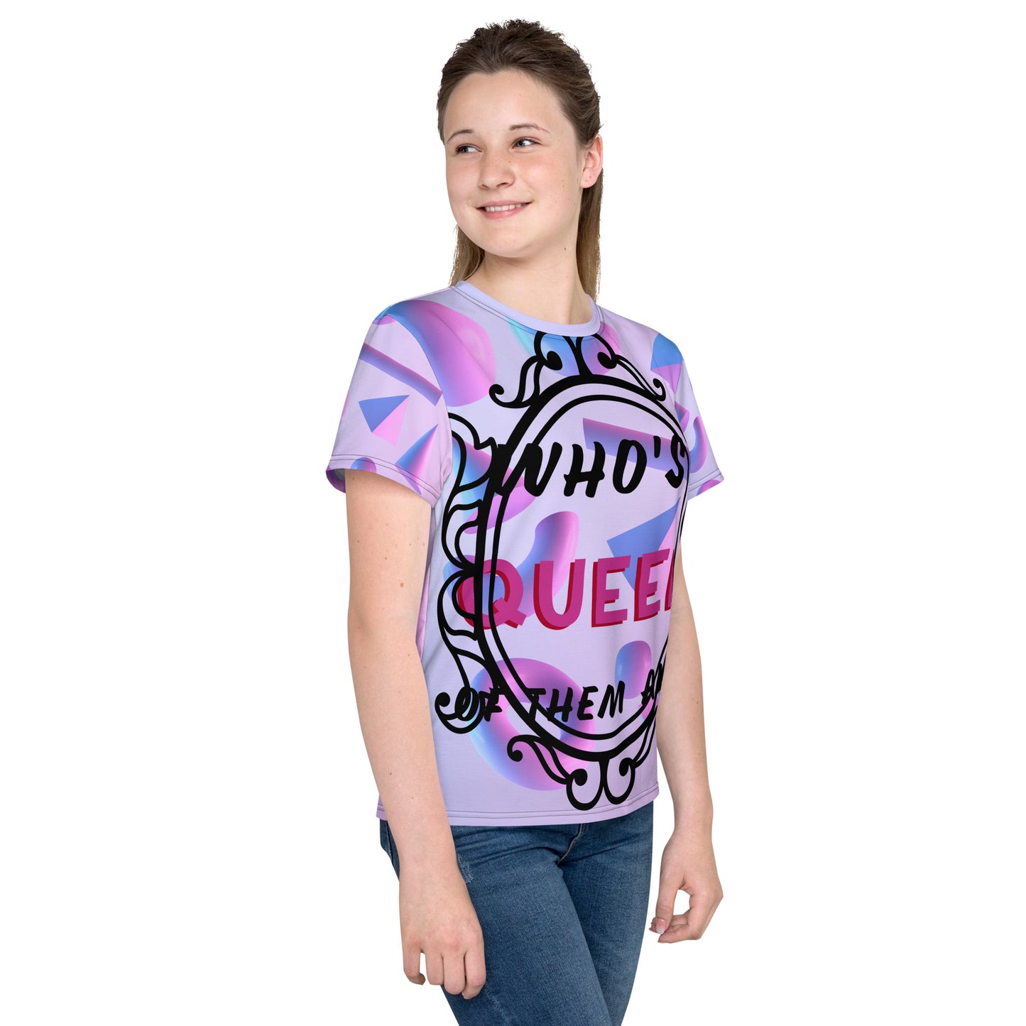 DamQueen Who's Queen of Them All Youth Crew Neck T-Shirt