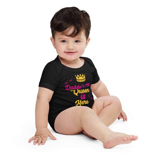 DamQueen Daddy's True Queen is Here Short Sleeve Onesie