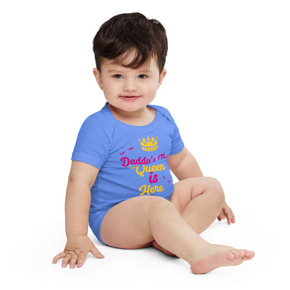 DamQueen Daddy's True Queen is Here Short Sleeve Onesie