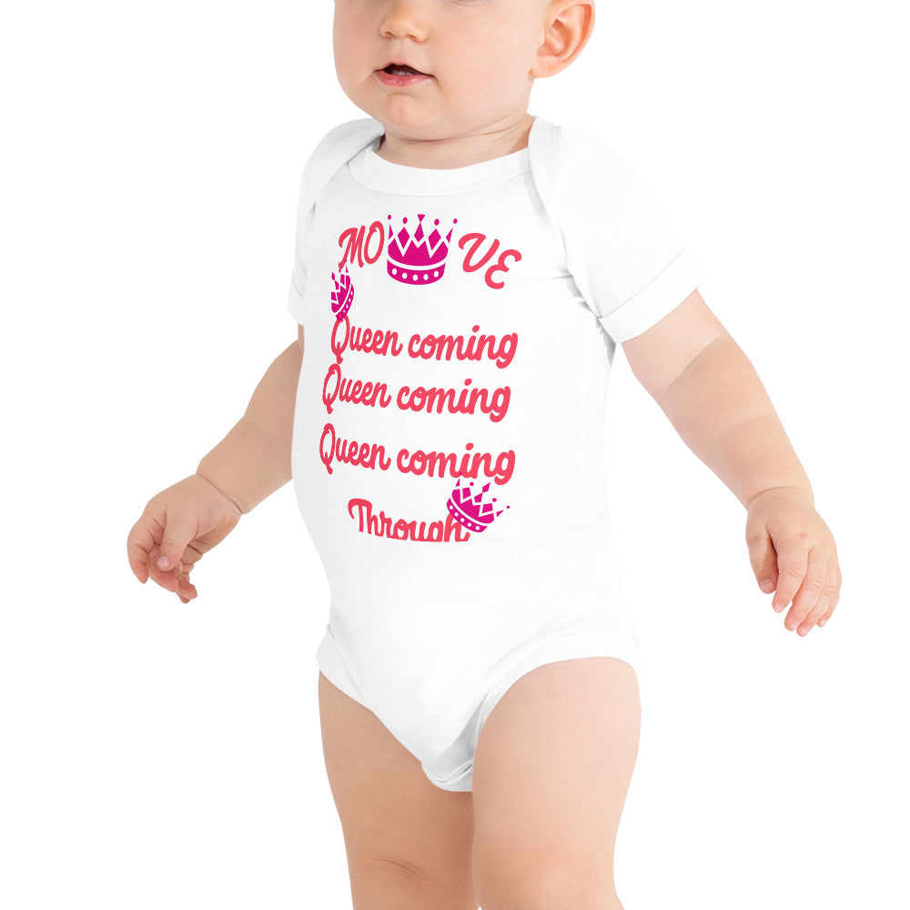 DamQueen Move Queen Coming Through Short Sleeve Onesie