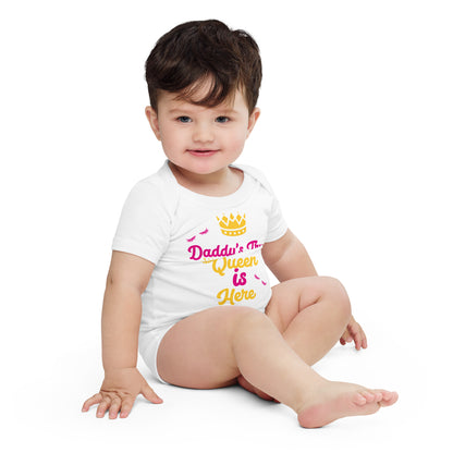 DamQueen Daddy's True Queen is Here Short Sleeve Onesie