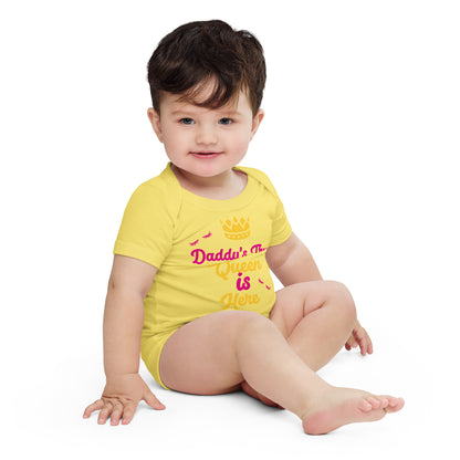 DamQueen Daddy's True Queen is Here Short Sleeve Onesie