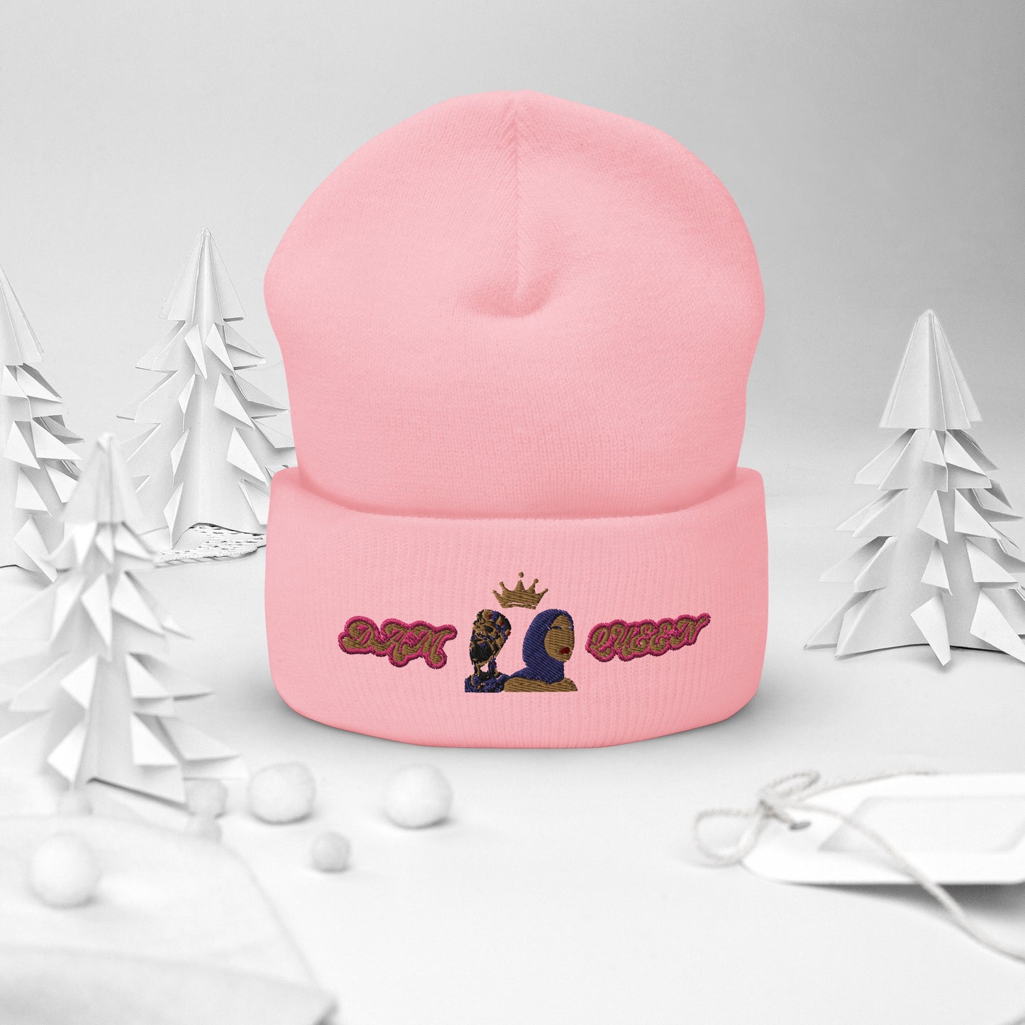 DamQueen Crowned Rebel Cuffed Beanie