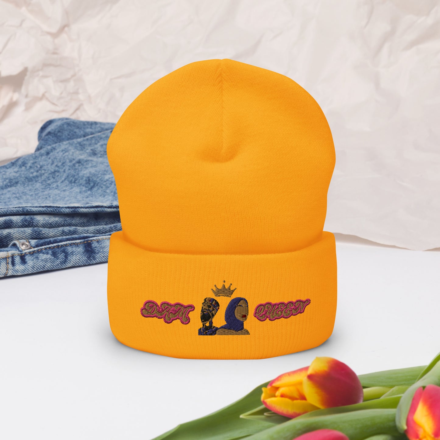 DamQueen Crowned Rebel Cuffed Beanie