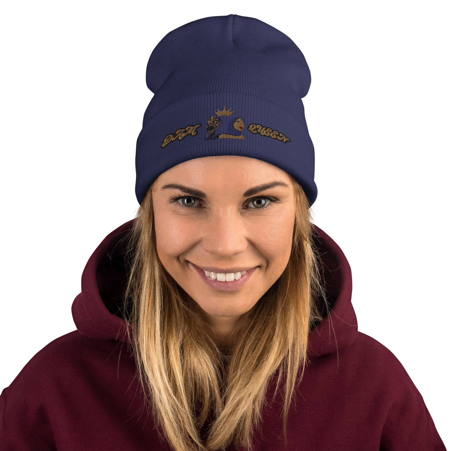 DamQueen Regal Threads Embroidered Beanie