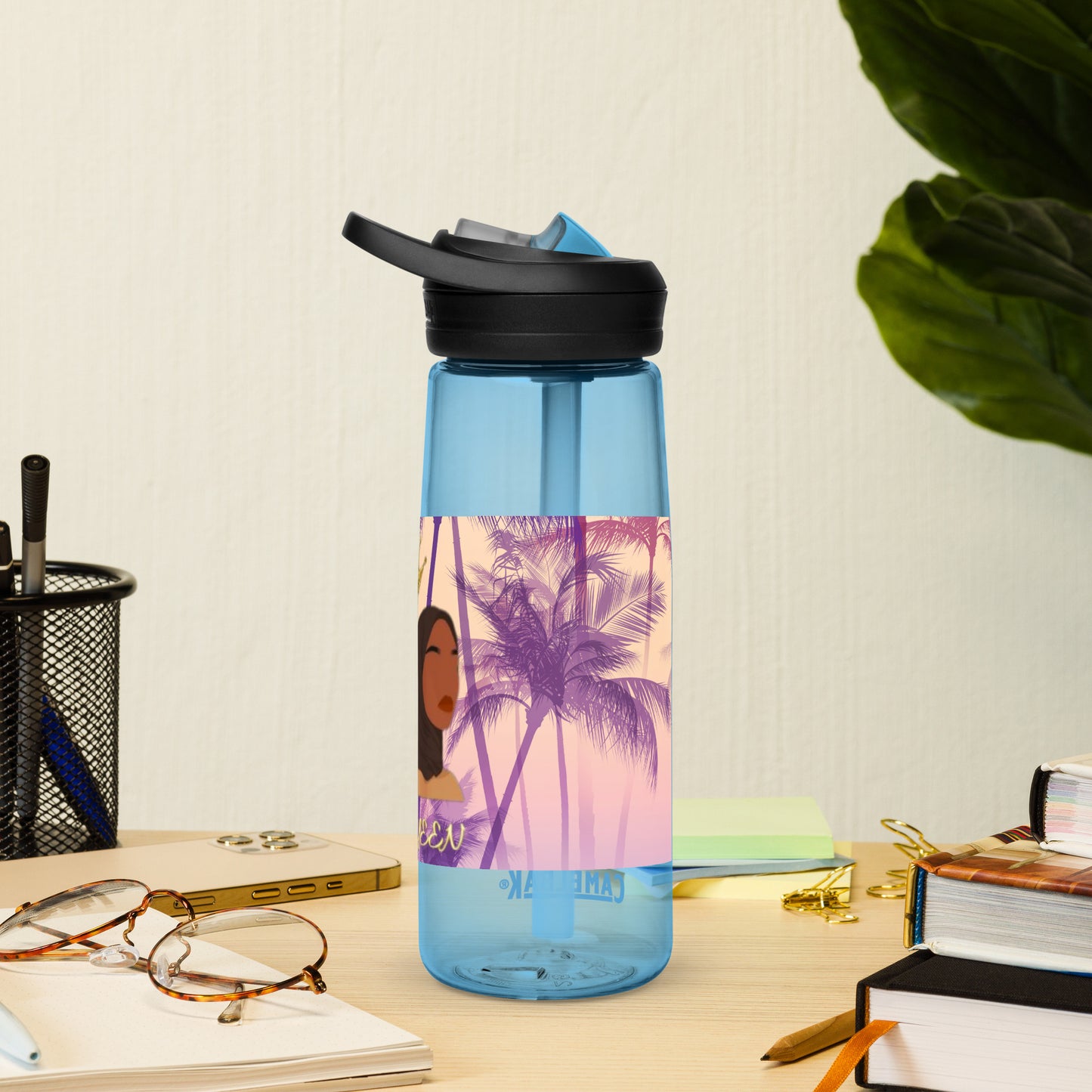 DamQueen Palm Paradise Sports Water Bottle