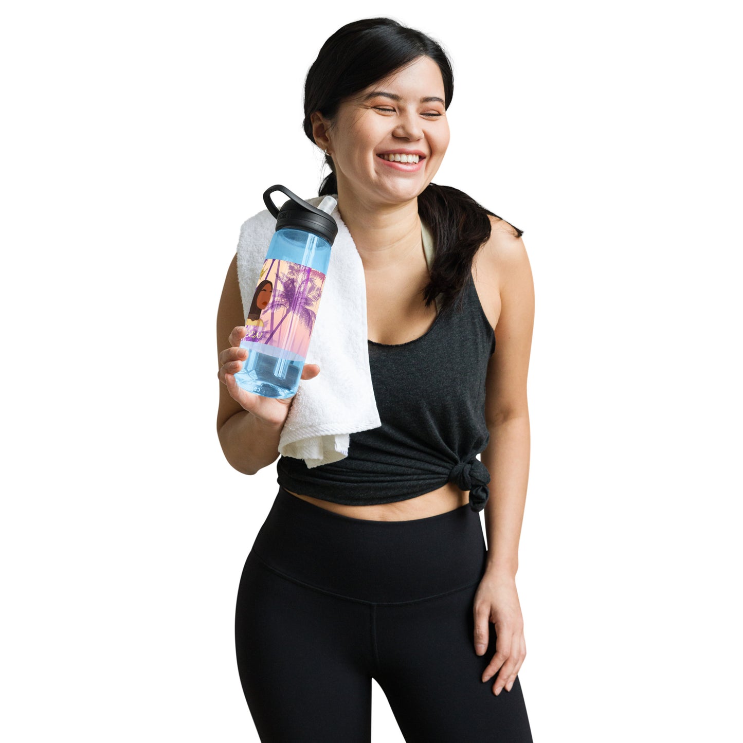 DamQueen Palm Paradise Sports Water Bottle