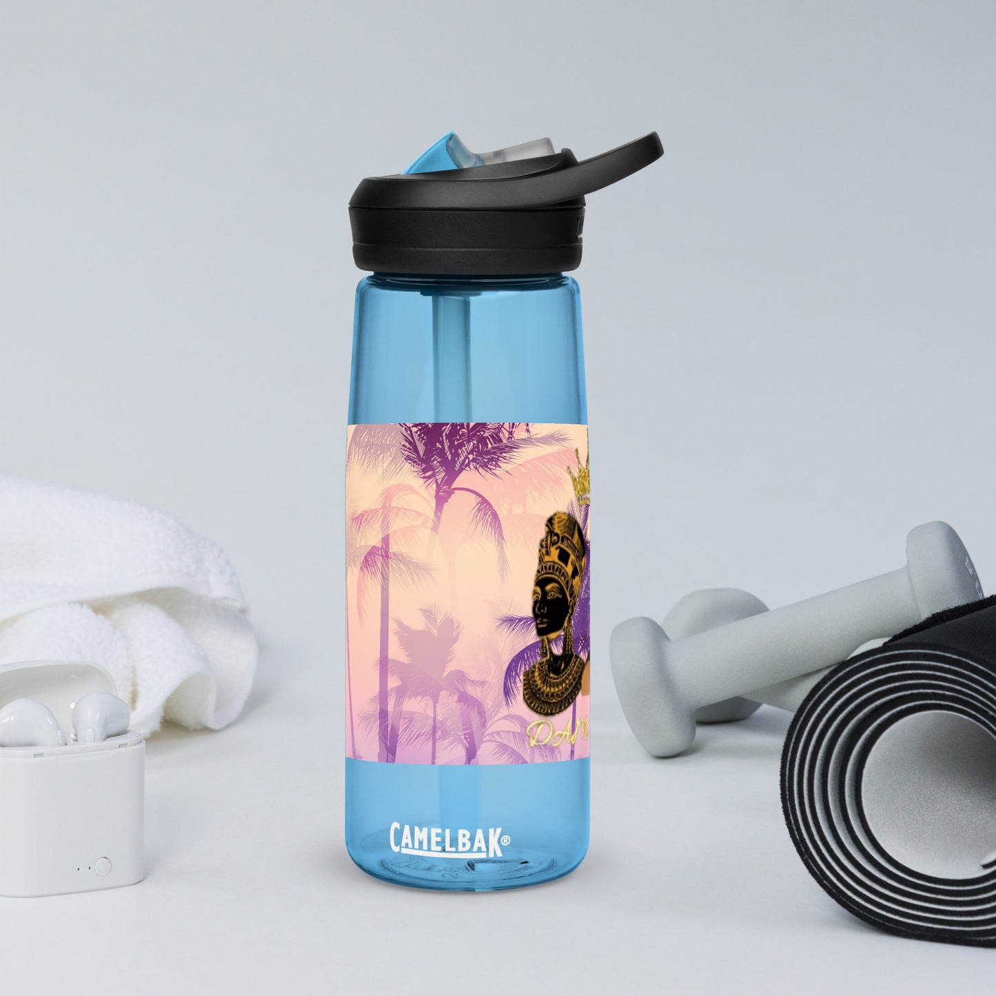 DamQueen Palm Paradise Sports Water Bottle