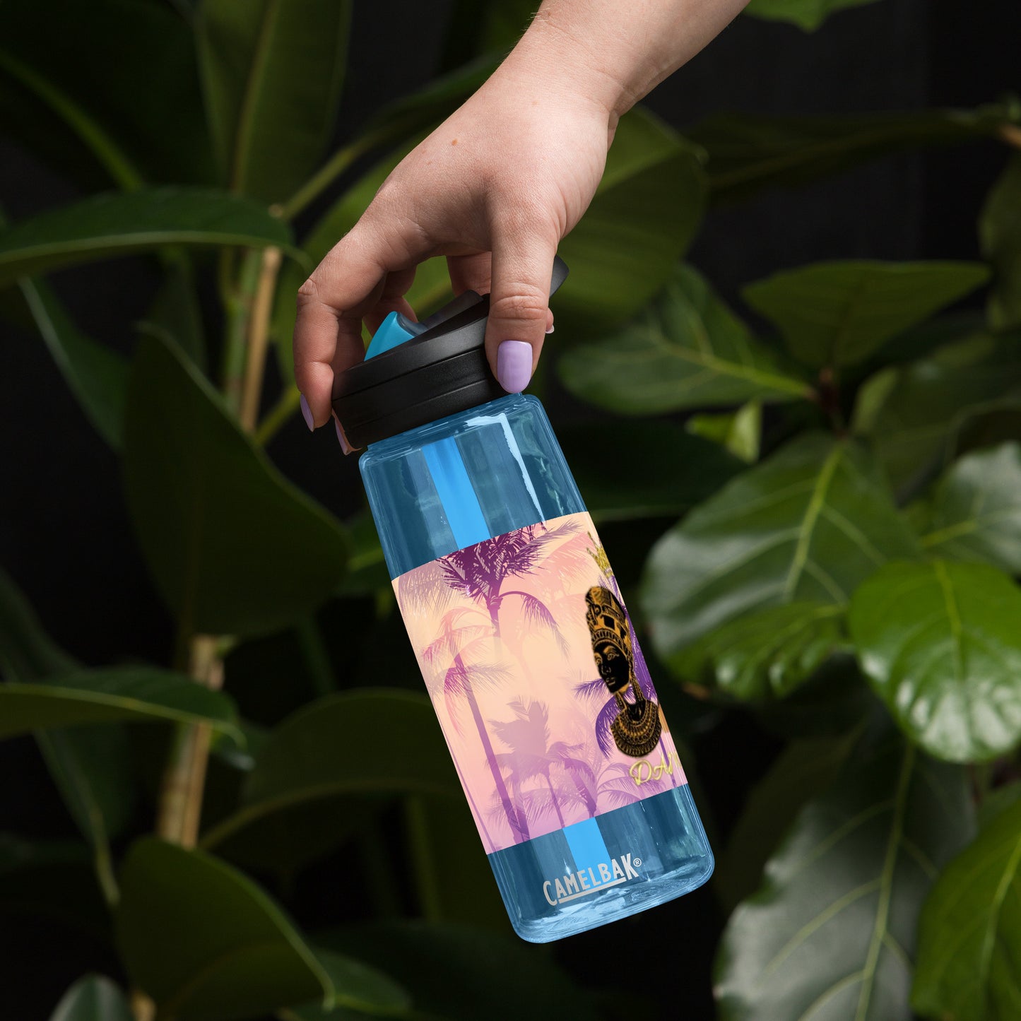 DamQueen Palm Paradise Sports Water Bottle