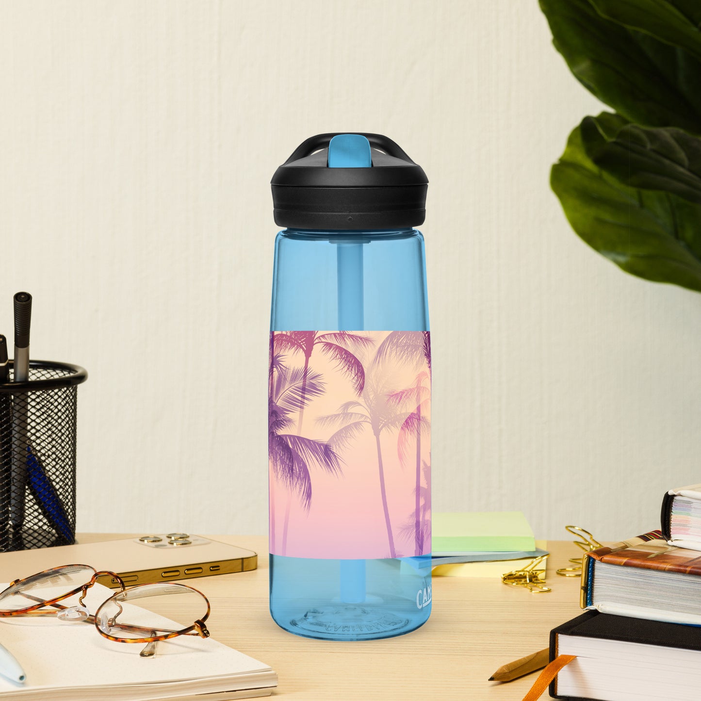 DamQueen Palm Paradise Sports Water Bottle