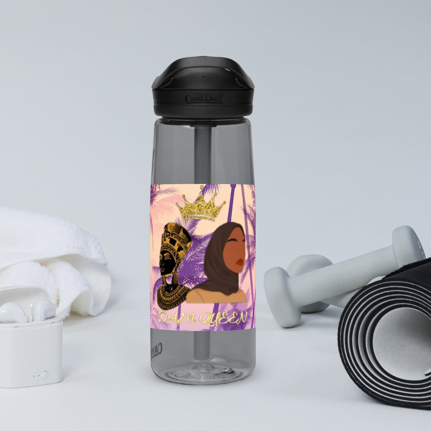 DamQueen Palm Paradise Sports Water Bottle