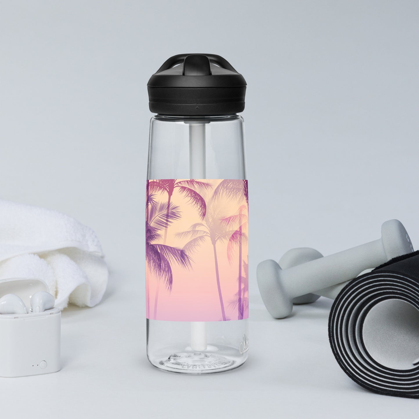 DamQueen Palm Paradise Sports Water Bottle