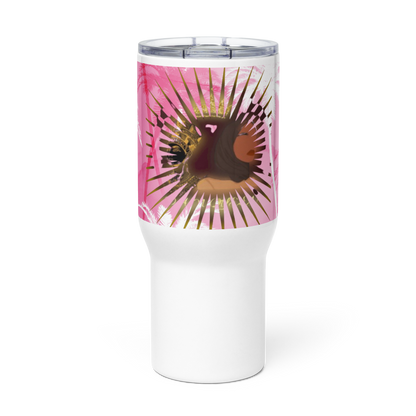 DamQueen Pink Palm Paradise Travel Mug